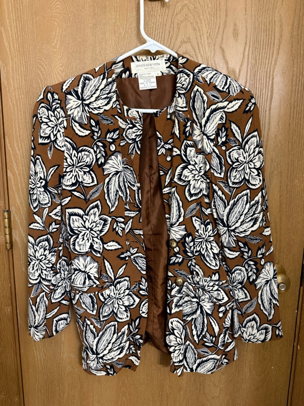 Jones New York Brown Floral Print Women’s Blazer Jacket